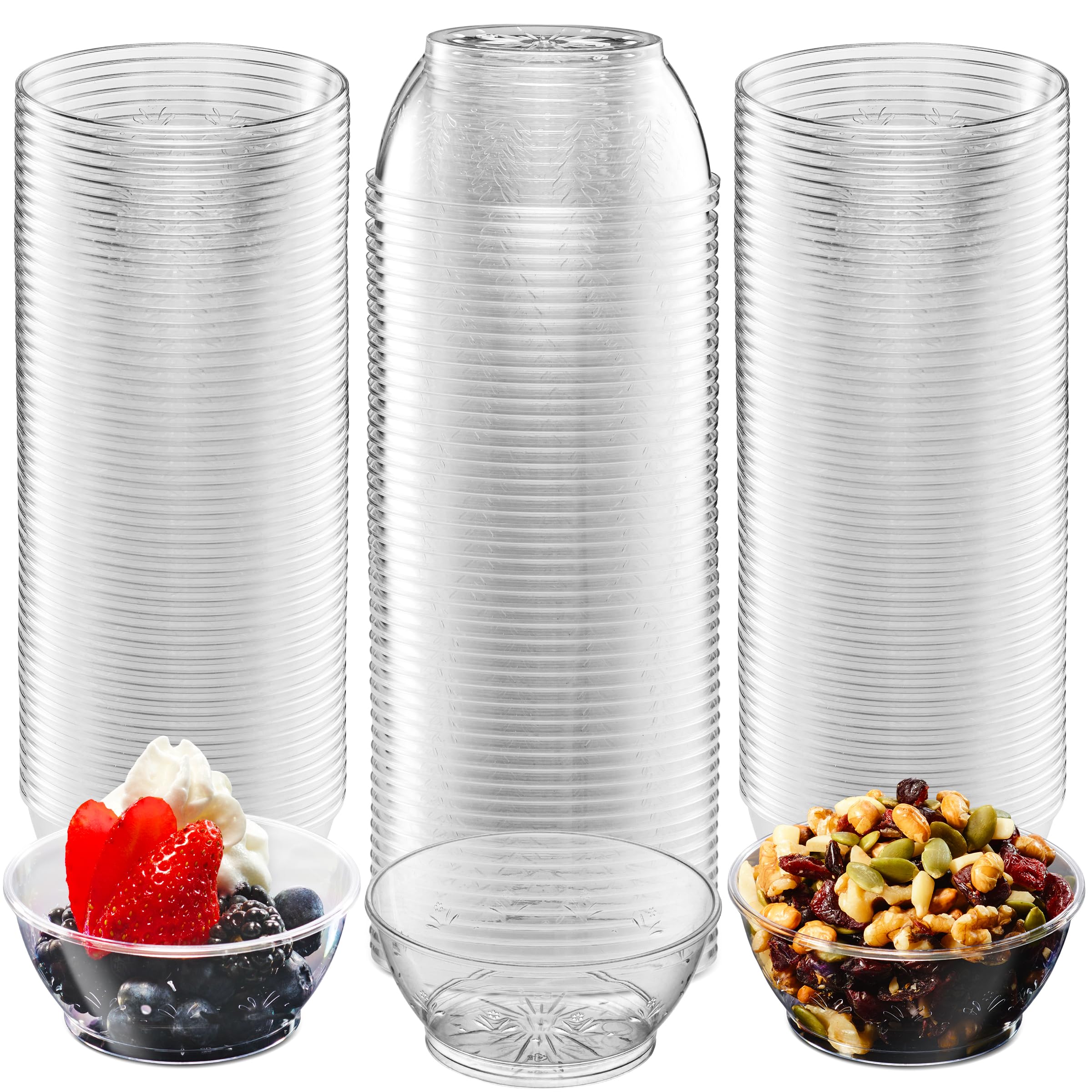 Clear Mini Plastic Bowls - 6 Oz Disposable Premium Hard Plastic Dessert Bowls for Serving, Weddings, Catering, Parties, Ice Cream, Salsa Home or Event Party Supplies